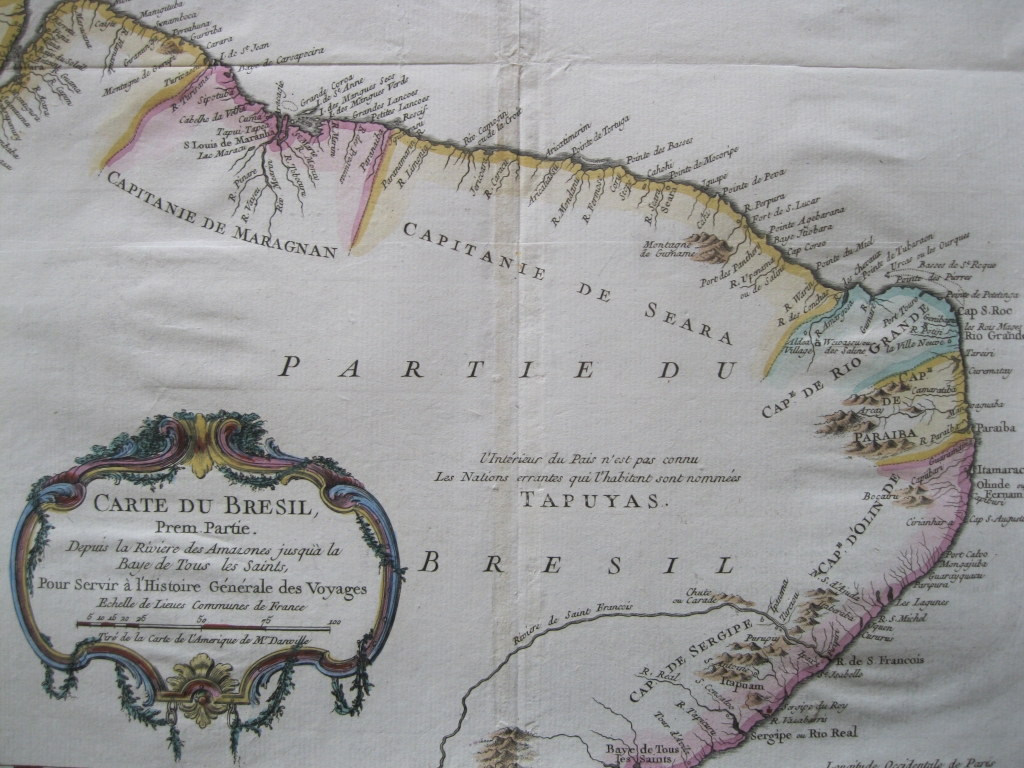 Mapa del nordeste  de Brasil, 1750. Bellin